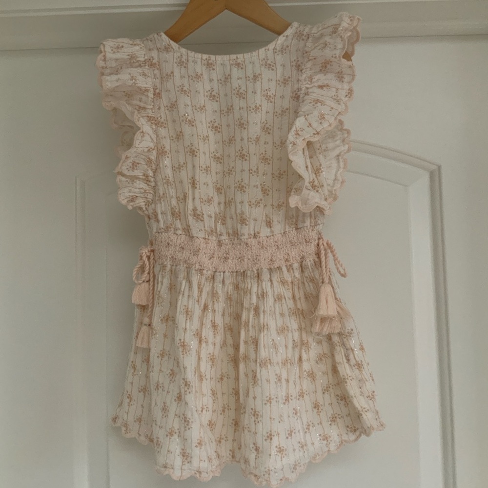 Louis Louise children's dress features a romantic flower lurex pattern